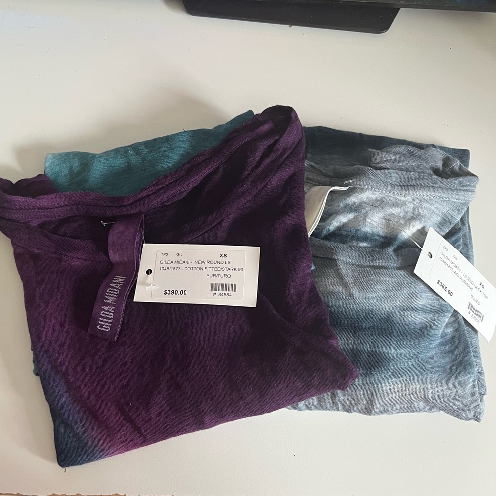 Gilda Midani - 1 Purple and 1 Aqua/Gray Long Sleeve Top